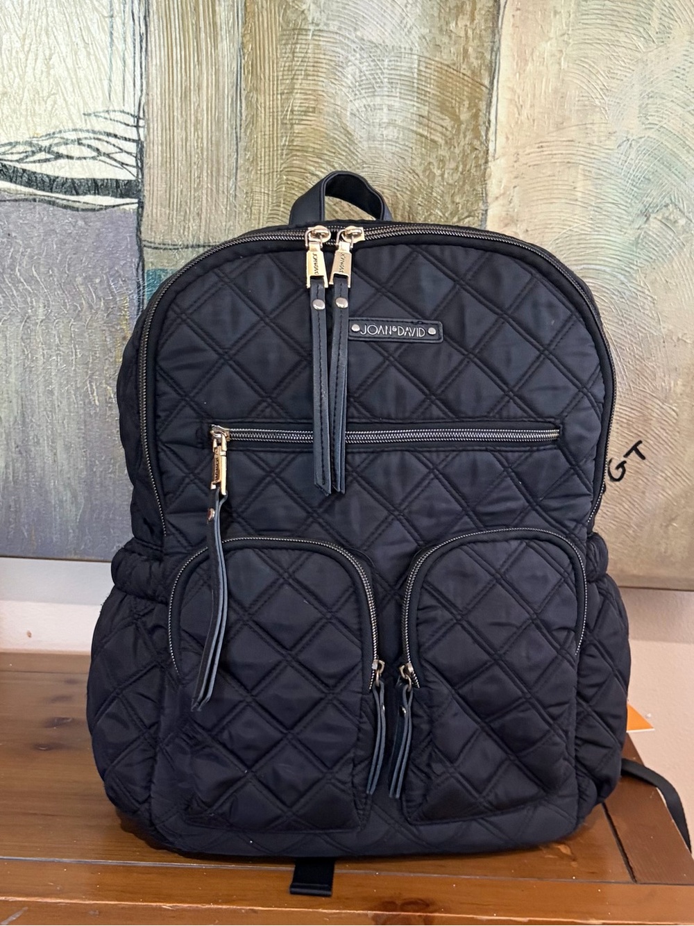 Joan & David Black Quilted Daypack Backpack